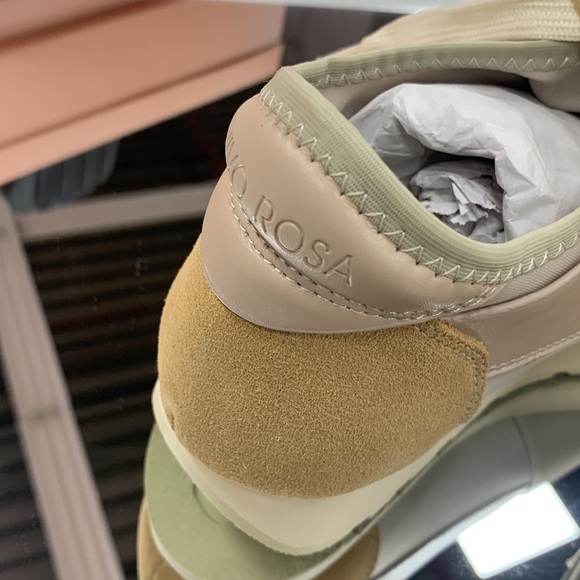 Bilo Neoprene Slip On Sneaker in Beige Leather and Suede with decorative Laces - Picture 7 of 10